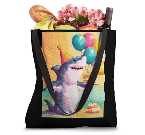 Shark Animal Retro Gamer Birthday Party Tote Bag