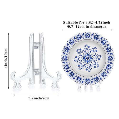 Patelai 48 Pcs Mini Easel Stands 4 Inch Plastic Plate Stand Holder Display Picture Easel for Display Picture Frame Collectibles Desktop Weddings Party Home Decoration (Clear) - color: Clear, size: 4 Inch