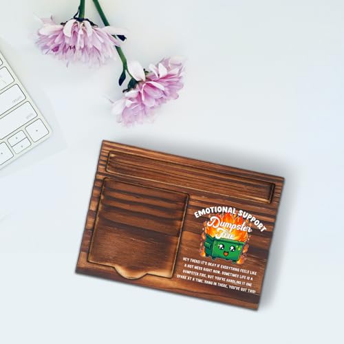 Dumpster Fire Sticky Note Holder for Desk, Funny Coworker Gift, Office Humor Desk Organizer for Work Team, Memo Pad Holder Wooden Desk Accessory STYW1 - style: Dumpster Fire