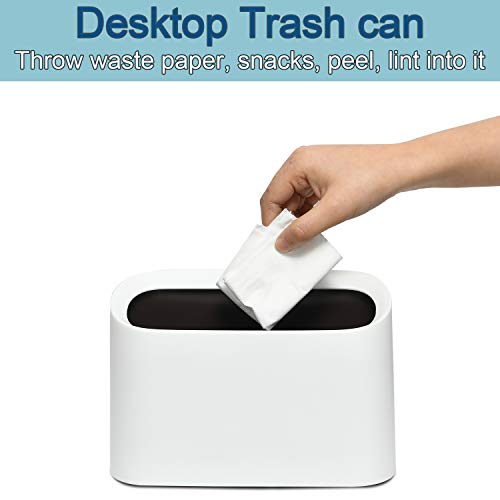 SUBEKYU 0.4 Gal Mini Countertop Trash Can, Small Desktop Garbage Can for Office, Tiny Wastebasket, Plastic, White - color: White 0.4 Gal No Lid