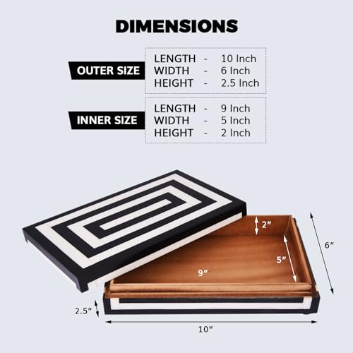 Handicrafts Home Decorative Storage Box 10x6 – Remote Organizer Box with Lid, Modern Decorative Keepsake Box, Boho Shelf Décor, Memory Box for Photos or Letters, Decorative Box for Table Décor - color: Concentric, size: 10 x 6 x 2.5 Inches