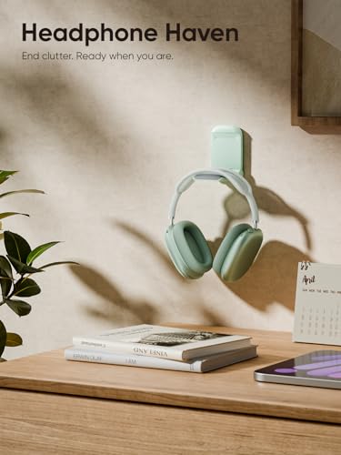 MAMUVIMO Headphone Stand, 2 Pack Headset Stand Foldable&Sticky, Headphone Holder Hook Mount with Non-Slip Silicone, Adhesive Earphone Desk Hanger Clip Space-Saving for Airpods Max, All Earphones-Green - color: Green, size: 2 Pack