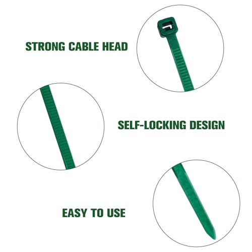 Zip Ties Assorted Sizes 4+6+8+10+12-Inch,600PCS Green Zip Ties,Multi-Purpose Self-Locking Nylon Cable Tie,Wire Tie Perfect for Home,Garden Trellis,Office,Garage and Workshop. - color: Green, size: 4/6/8/10/12 Inch 600 Piece