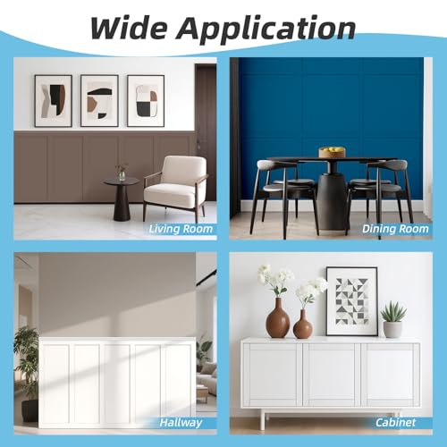 Art3d Premade Board and Batten Paintable Wainscoting Kit, MDF Accent Wall Panel for Kitchen Bedroom Living Room Home Decor Covers 94.5 x 54 in. Molding Trim Slat with Edge Strip - size: 94.5 x 54 Inch