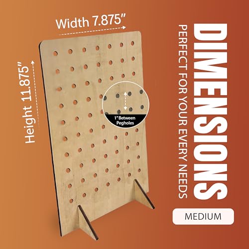 Torched Pegboard Display Stand for Jewelry, Craft Shows, Selling, Vendor Events, Tools, Peg Board Accessories Rack Organizer, Medium 8" L x 4.3" W x 12" H, Natural - color: Natural, size: Medium