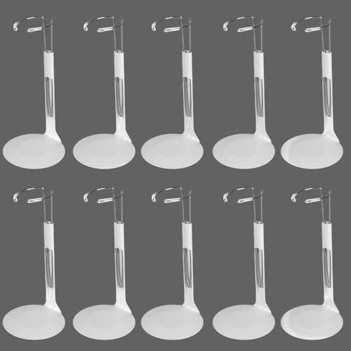 UCanaan 10 Pcs Doll Stand - Action Figure Stands with Expandable Waist Wire for 8"-14" Dolls doll stands for 8 to 12inch dolls Suitable for 1/6 Dolls Accessories,action figure stand-White - color: White