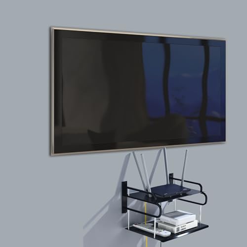 HNVNER Floating AV Shelves,Projector Wall Mount DVD Shelf,Floating Entertainment Center Bracke Under TV for Cable Boxes/Games Console/DVR/TV Accessories (Double Layer) - size: Double Layer