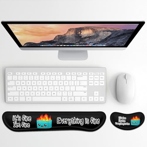 Dapesuom Enlarge Keyboard Wrist Rest, Memory Foam Wrist Cushion for Desk Mats Support, Typing Pain Relief Keyboard Mouse Pad Rests Set with Non-Slip Base for Gaming Laptop Computer, Black Dumpster - color: Black Dumpster