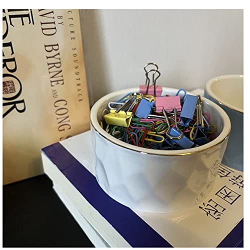 Ceramic Paper Clip Holder Ceramic Paper Clip Dispenser Organizer for Office Desk Binder Clip Holder (White) - color: White