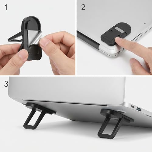 4 Pcs Keyboard Riser Tilt, Mini Foldable Keyboard Prop Up Stand with 2 Angle Settings, Plastic Adjustable Holder for Most Keyboards (Black)