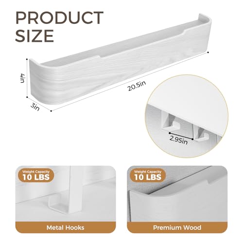 Coat Rack Wall Mount with Shelf Entryway Shelf Modern Key Holder Hanger Wall Shelves with Hidden Hooks for Hanging Towels Coats Hats Bags for Hallway Bathroom Bedroom (White, 5 Hooks) - color: White, size: 5 hooks