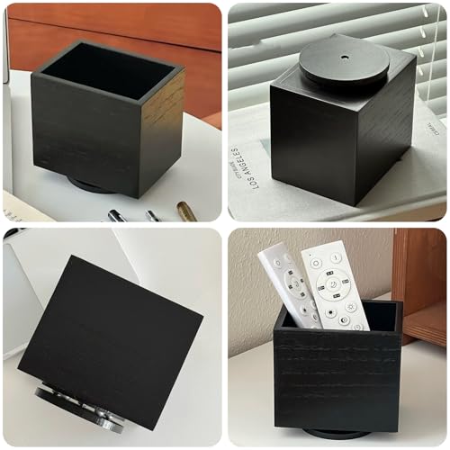 360° Rotating Remote Control Holder, Wooden TV Controller Holder, Remote Holder for Table, Desktop Caddy for Pen, Phone, Small Item Home Office School(Black) - color: Black - 1slot