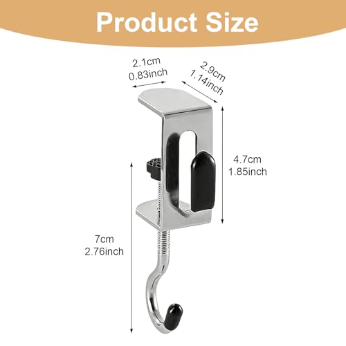 8PCS Desk Hook, Under Desk Handbag Hanger Purse Hook Holder for Table, Backpack Hanger Purse Holder for Desk Adjustable Can Hook Bags, Headphone Holder, Umbrellas, Cups and Keys