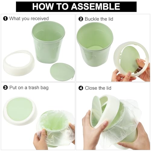 Zhehao 8 Pcs Plastic Mini Wastebasket Trash Can with Swing Lid 360 Trash Bags Desktop Small Garbage Bin Countertop Vanity Tabletop Waste Paper Basket for Home Office(Green) - color: Green