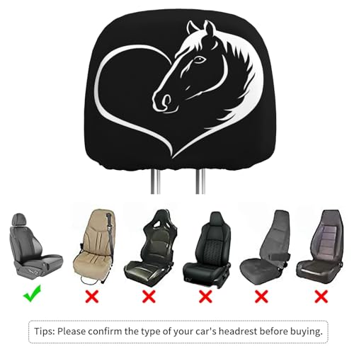 Dujiea 2 Pack Horse Love Car Headrest Covers, Universal Soft Car Seat Head Rest Cover Protector, Vehicle Accessories Fabric Headrest Cover for Cars Vans Trucks - color: Horse Love