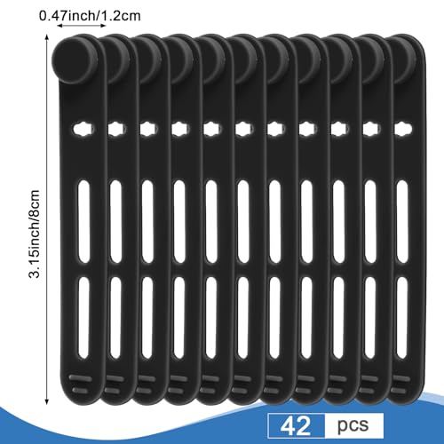 Tellegloww 42 Pcs Silicone Cable Ties Reusable Cord Organizer Adjustable Data Cable Wraps for Earphone Phone Charger Computer Cord Management Straps Travel Essentials(Black, Gray,3.15 Inch) - color: Black, Gray,, size: 3.15 Inch
