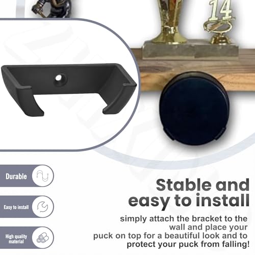 Hockey Puck Wall Mount Display (4 Pack) Wall Rack Holder Brackets for Collectible Pucks & Game Winning Pucks, Wall-Mountable, Holder for all Ice hockey