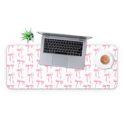MAY FLOWER Gaming Mouse pad, Large Laptop Mousepad, Full Keyboard Mat, Long Computer Mouse Mat for Home and Office, Anti-Slip Rubber Base, 31.5 x 11.8 Inches (Coquette Bow) - color: Coquette Bow