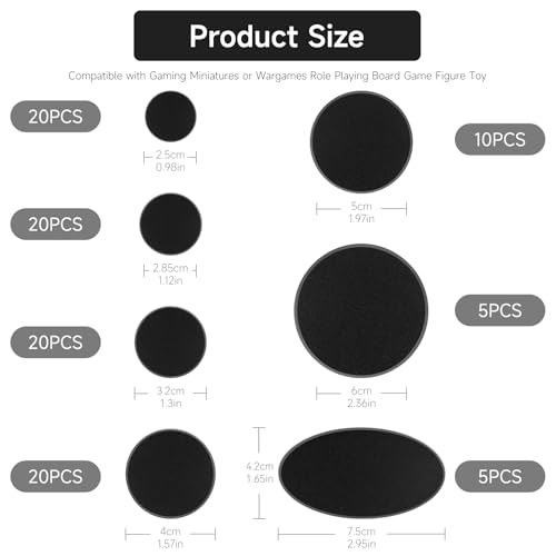 100Pcs Plastic Model Miniature Bases, 7 Different Sizes Wargame Accessories,4mm/0.16 Thick Circular War Figure Display Stands For Gaming Miniatures or Wargames Role Playing Board Game Figure Toy (100PCS-7 Size Mix-Black) - color: 100PCS-7 Size Mix-Black