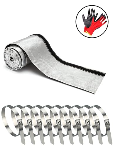 Wire Heat Shield Heat Shroud Sleeve Heat Shield Automotive Fuel Line Wire Heat Sleeve for Ultimate Heat Protection Hose Wire Sleeving,with 10PCS Stainless Steel Cable Metal Ties1-1/2"IDx10FT - size: 1-1/2"IDx10FT
