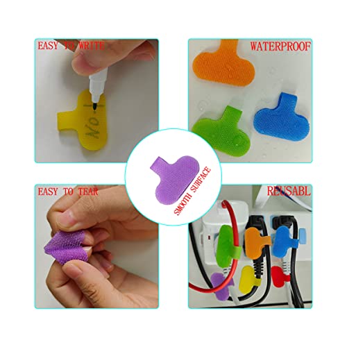 30 PCS Cable Labels, Oval Multi-Color Electronic Cable Identification Tags Write On Cord Labels, for Management and Ldentification