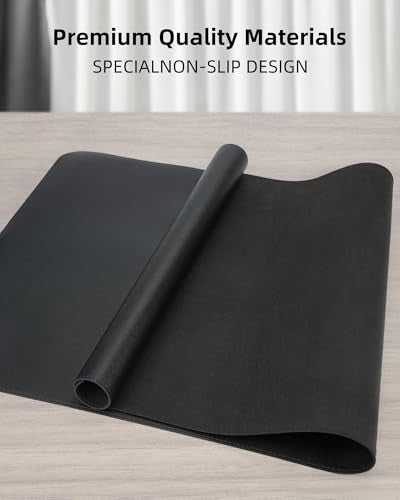 Leather Desk Pad Protector, Mouse Pad, Office Desk Mat, Non-Slip PU Leather Desk Blotter, Laptop Desk Pad, Waterproof Desk Writing Pad for Office and Home (Black, 31.5" x 15.7") - color: Black, size: 31.5" x 15.7"