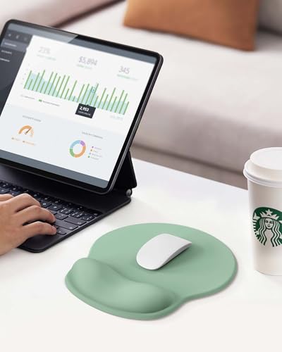 Mouse Pad with Wrist Rest, Ergonomic Mouse Pads for Desk, Office Non-Slip Mousepad with Gel Wrist Support(Green, 10.6''L x 9''W) - color: Green