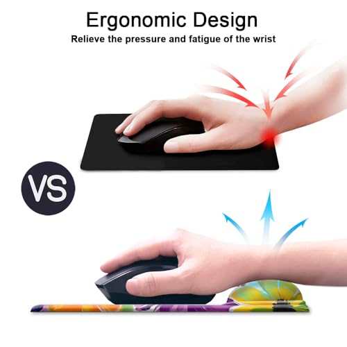 HOPONY Gel Wrist Rest Mouse Pad-Ergonomic Office Mousepad with Wrist Support-Non-Slip,Design Desk Accessories Mat for Home&Game Decor Cute Floral - color: Cute Floral