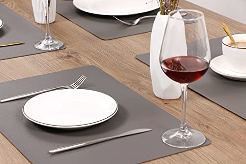 Wipeable Placemats Leather Table Mats Waterproof Heat-Resistant Easy to Clean for Dining Table Set Kitchen Table (4, Grey) - color: Gray, size: set of 4