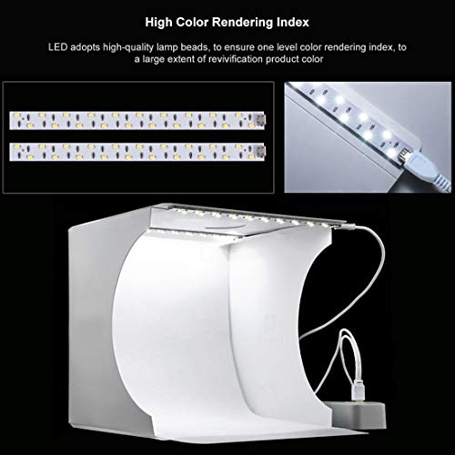 PULUZ Mini Photo Studio Light Box, Portable Folding Photo Shooting Tent with 2 LED Panels and 6 Colors Backdrops,Light Box Photography for Small Size Products - color: 9.1x9.1x9.4in - PVC Mini