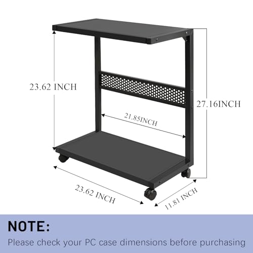 Bfttlity Large PC Stand Computer Tower Stand 2-Tier Metal CPU Holder with Locking Caster Wheels Suitable for Most PC (XL, Black) - size: Extra Large-Black