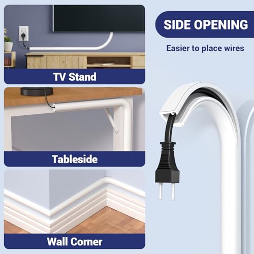 Wall Cord Hider - Flexible Cable Concealer for Mounted TVs, Self-Adhesive, W0.59inxH0.39in, White - size: 157 inch