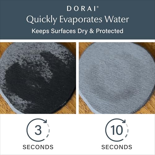 Dorai Home Stone Coasters Set - Diatomaceous Earth Water-Absorbing Drink Coaster for Coffee Table, Kitchen or Bar, Modern Stone Appearance | Slate - Set of 4 - color: Slate