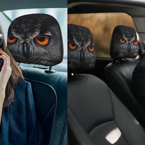 Dujiea 2 Pack Owl Car Headrest Covers, Universal Soft Car Seat Head Rest Cover Protector, Vehicle Accessories Fabric Headrest Cover for Cars Vans Trucks - color: Owl