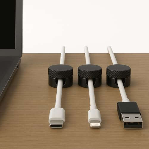 3PCS Premium Cord Holder for Nightstand, Computer Cord Organizer for Desk, Appliance Cord Organizers, Stick-On Cable Clip for Charger, Laptop, USB, Headphones, Wire Management Set, Black - color: Black