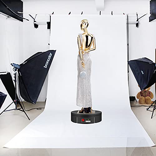 JAYEGT Motorized Rotating Display Stand, 350Lbs Load,360 Degree Electric Rotating Turntable for Photography Products Display,Live Show,Remote Control +5 Colors Backgrounds (Black/11.8inch /Wired) - color: Black, size: 11.8inch