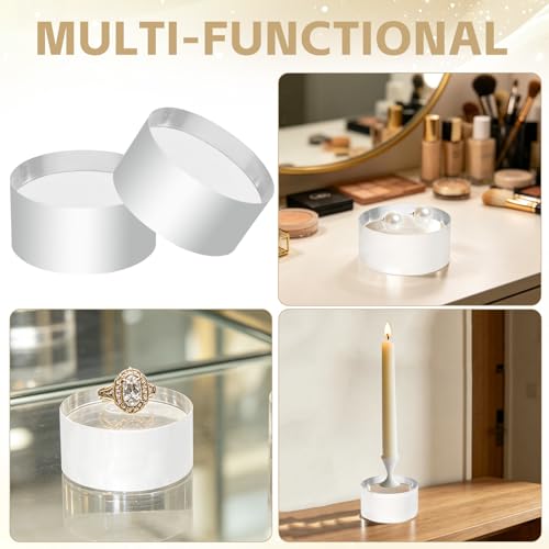 12Pcs Acrylic Round Blocks for Display,2x2x1 Inches Polished Transparent Blocks Polished Base Display Riser for Tabletop Jewelry Crafts Props Display