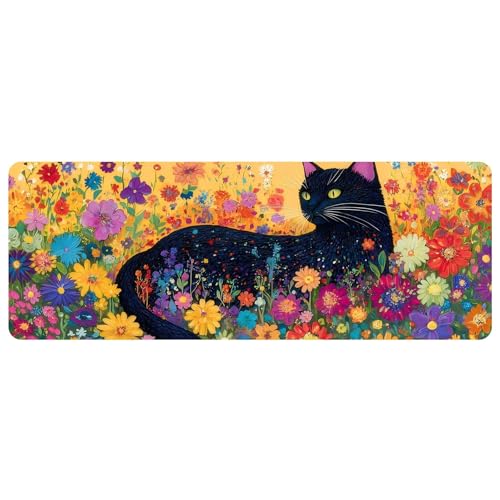 Leather Cat Desk Pad, Colorful Art Mouse Pad Large Computer Keyboard Gaming Mousepad Waterproof Desktop Protector & Cover, Decorative PU Leather Laptop Mouse Mat Home Decor 10 x 25.6 inch C90 - color: colorful-9