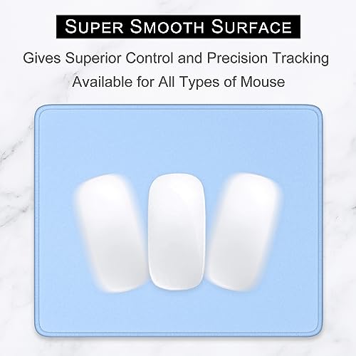 Hsurbtra Mouse Pad, Premium-Textured Square Mousepad 10.2 x 8.3 Inch, Stitched Edge Anti-Slip Waterproof Rubber Pretty Cute Computer Mat for Office Gaming Laptop Women Kids Sky Blue - color: Sky Blue, size: Square Mousepad (10.2" x 8.3")
