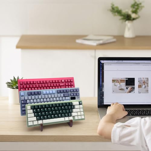 Keyboard Display Stand, Wooden Mechanical Keyboard Holder, 3 Tiers Wooden Storage Stand for Three Keyboards, Keyboard Stand for Desktop Storage Decor