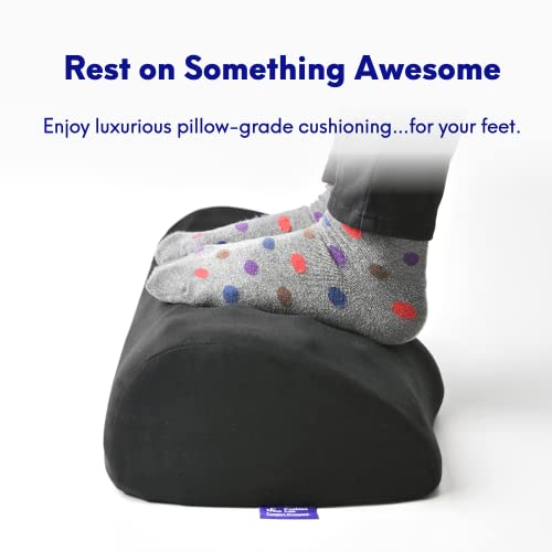 C CUSHION LAB Ergonomic Foot Rest for Under Desk - Patented Massage Ridge Design Memory Foam Foot Stool Pillow for Work, Home, Gaming, Computer, Office Chair - Footrest for Back and Hip Pain Relief - color: Black
