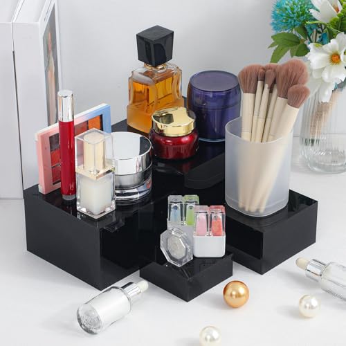 Geelin 6 Pack Acrylic Risers for Display Acrylic Cube Boxes Risers Display Stands with Hollow Bottoms Decorative Stand for Jewelry Candy Table Decor 6 Sizes(Black,3 to 8 Inch,Square) - color: Black, size: 3 to 8 Inch, style: Square