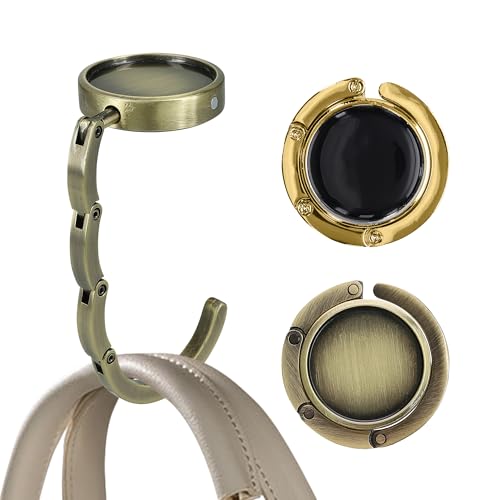 kwmobile Purse Hook for Table - Set of 2 Purse Holder - Folding Handbag Hanger - Portable Bag Holder - Bag Hooks for Desk - Table Hook Bronze/Gold - color: bronze / gold