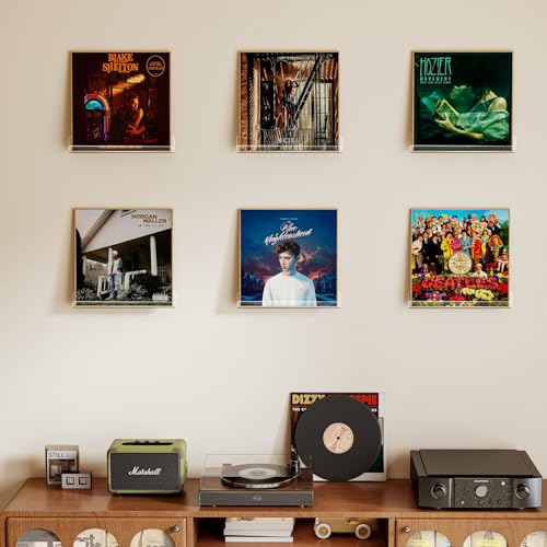 Laurensory Vinyl Record Shelf Wall Mount Shelves, 12 inch Clear Acrylic Vinyl Record Holder Display, Floating Shelves for Wall Decor, Magazine Rack, Kids Bookshelf, for Bedroom, Living Room, 6 Pack - color: Clear, size: 6 Pack