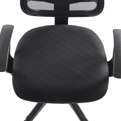 Stretch Jacquard Office Chair Cover, Removable Washable Desk Chair Cover, Anti-dust Seat Cushion Protectors - Black - color: Black, size: Chair Seat Cover