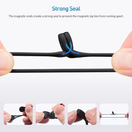 Cable Matters 20-Pack Ultra Strong Silicone Magnetic Cable Ties, Magnetic Cord Ties/ZipTies/Cord Organizer, Black and White - style: 20-Pack