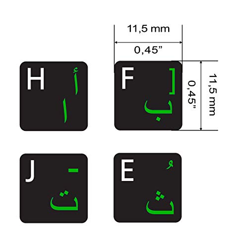 Arabic English Keyboard Stickers, 2 Pack Keyboard Letter Replacement - color: Green\Black