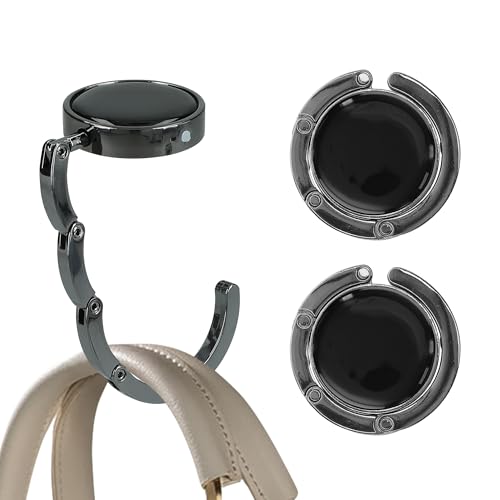 kwmobile Purse Hook for Table - Set of 2 Purse Holder - Folding Handbag Hanger - Portable Bag Holder - Bag Hooks for Desk - Table Hook Dark Slate - color: Dark Slate
