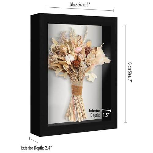 Americanflat 5x7 Shadow Box Frame with Shatter-Resistant Glass - Silhouette Collection - Small Shadow Box Display Case for Tabletop and Wall Display - Black with Soft Felt Back - color: Black, size: 5x7