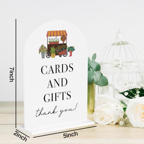 Fresh Off The Market Cards and Gifts Sign Fresh Off The Market Wedding Engagement Bridal Shower Decor for Ceremony Reception Table Desk Decor Acrylic Sign 5"x7" - color: Cards and Gifts 1